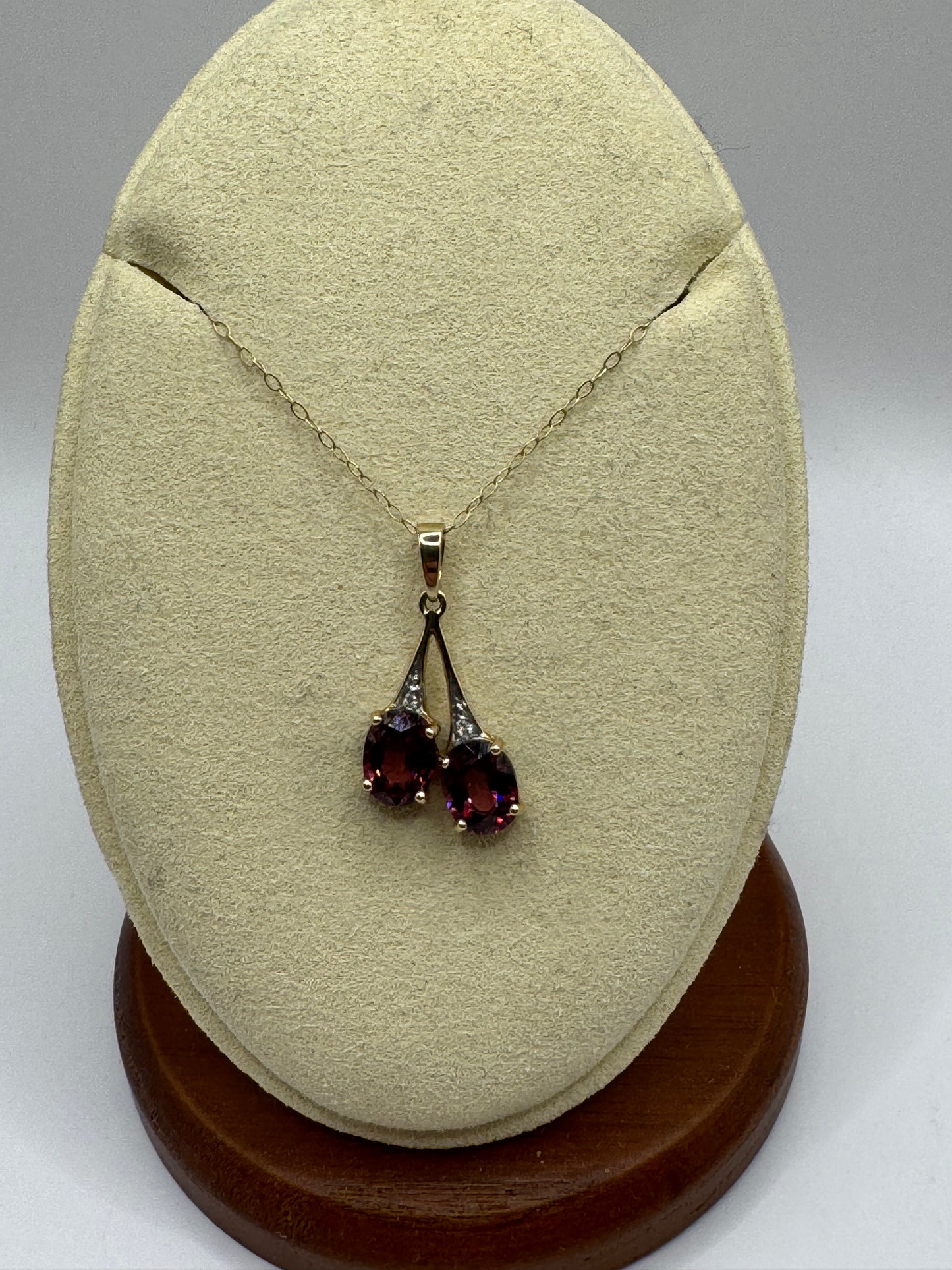 9ct Gold Tourmaline & Diamond Cherry Pendant