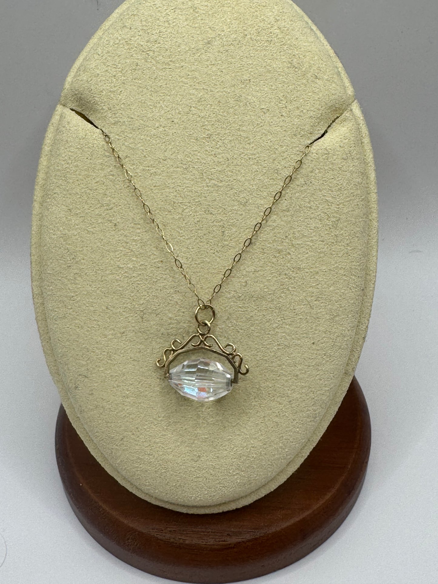 9ct Gold Crystal Fob Pendant