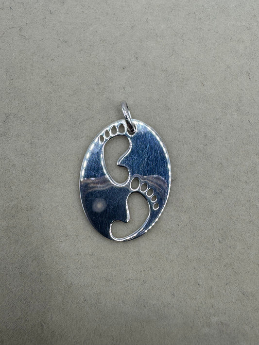 Stirling Silver Baby footprint Pendant