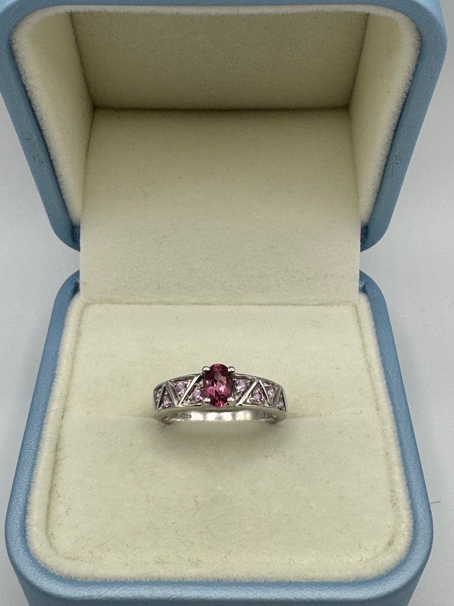 9ct White Gold Pink Tourmaline Ring