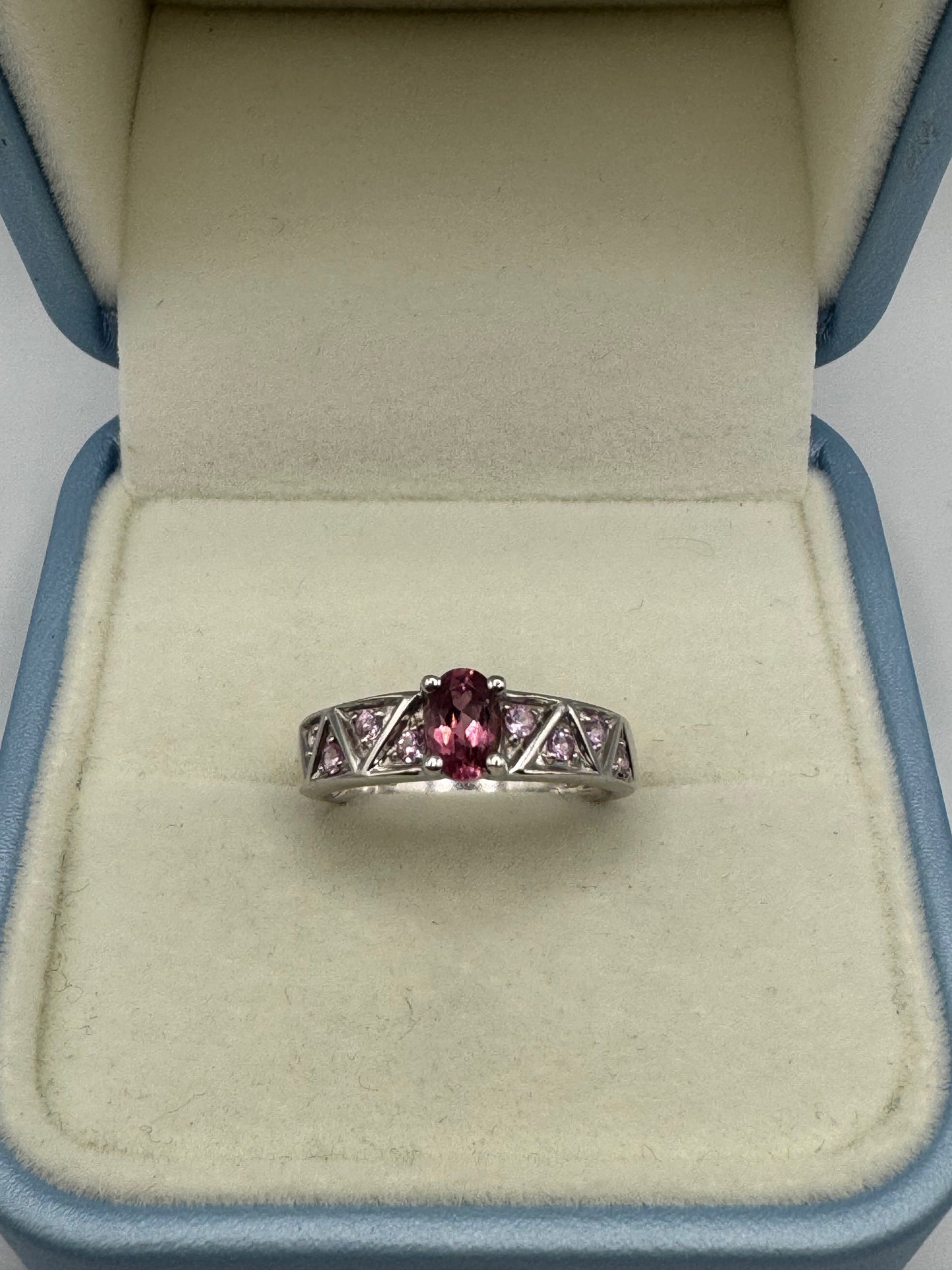 9ct White Gold Pink Tourmaline Ring