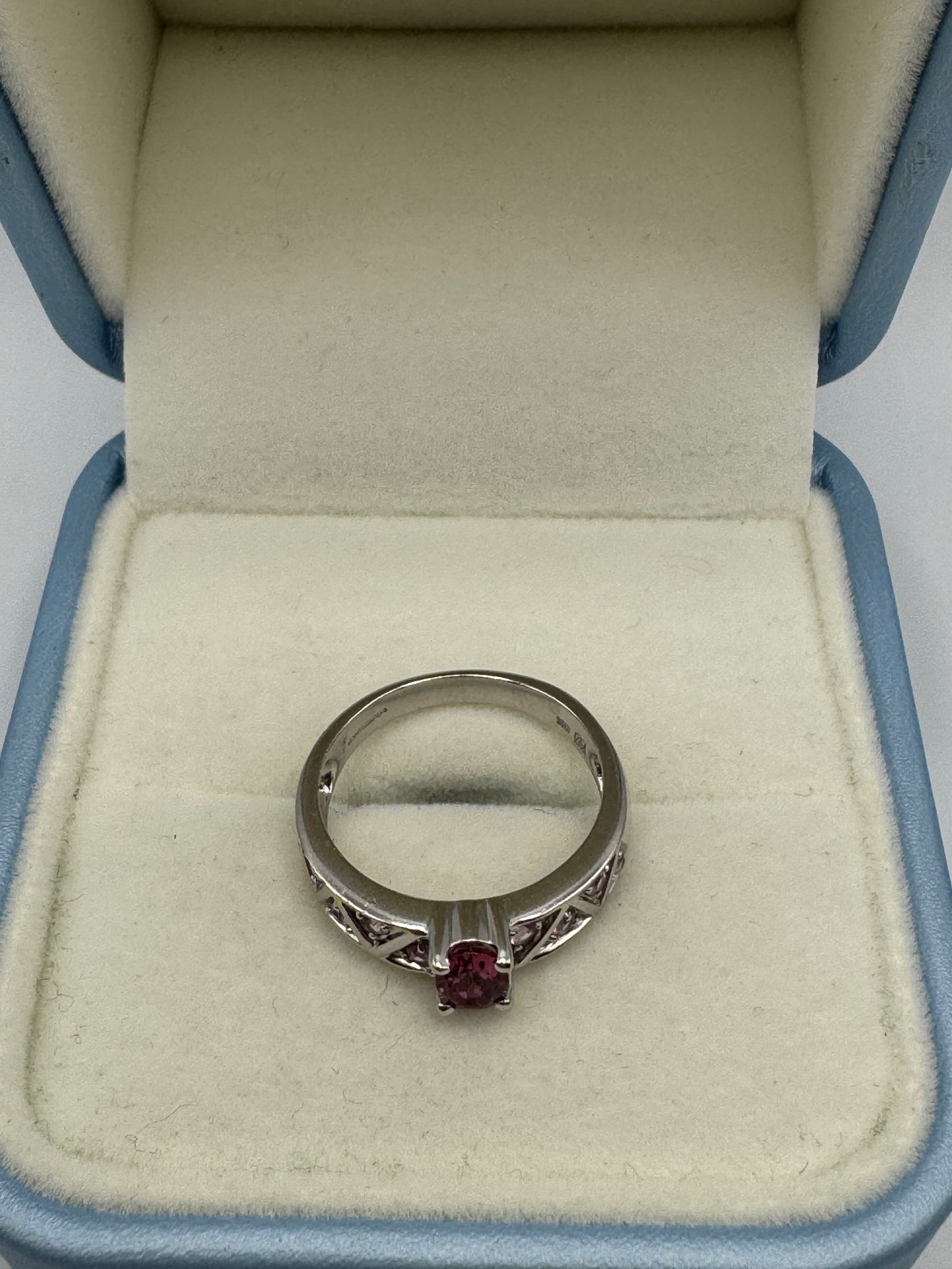 9ct White Gold Pink Tourmaline Ring